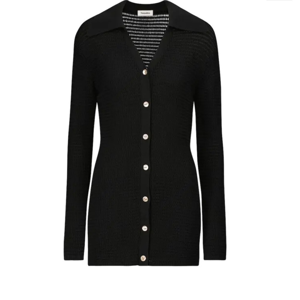 Nanushka Black Evelyn Cotton-blend Cardigan size M mother of pearl